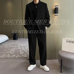 Fashion Ivory Loose Suits For Men Boyfriend Clothing 2026 New Casual Jacket Pants 2Pcs Set Custom Made Male Wear costume homme
