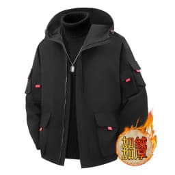 Oversized 12XL Winter Coat Men's Fleece-Lined Thickened Casual Workwear Jacket Hooded Loose Fit Warm big size jacket