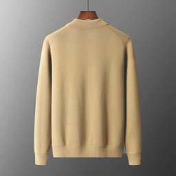 Autumn And Winter 100% Cashmere Cardigan Men's POLO Collar Coat Knitted Baseball Uniform Jacket Bottoming Wool Sweater