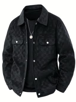 2025 New Suede Chess Board Jackets Men American Retro Spring Autumn Loose Casual Plaid Lapel Jacket Business Workwear Jacket Top
