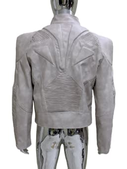 Spring Autumn Cool Distressed Pu Leather Exoskeleton-structured Jacket Men Shoulder Pads Luxury Designer Emo Clothes Streetwear