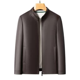 New Spring and Autumn 2025 Casual Leather Jackets, Men's Stand-Up Collar Leather Jackets, and High-End Large-Sized Goatskin Coat