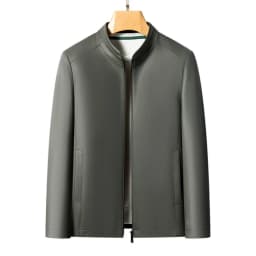 New Spring and Autumn 2025 Casual Leather Jackets, Men's Stand-Up Collar Leather Jackets, and High-End Large-Sized Goatskin Coat