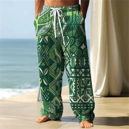 3D printed pattern, fashionable, high-quality, comfortable men's wide-leg pants, trendy printed men's pants