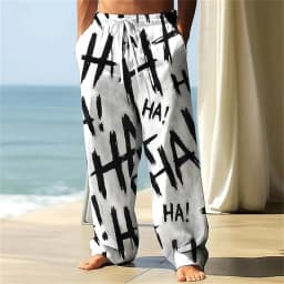3D printed pattern, fashionable, high-quality, comfortable men's wide-leg pants, trendy printed men's pants