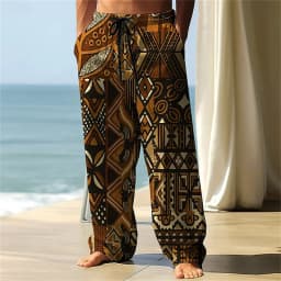 3D printed pattern, fashionable, high-quality, comfortable men's wide-leg pants, trendy printed men's pants