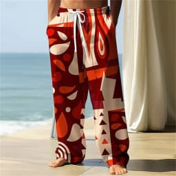 3D printed pattern, fashionable, high-quality, comfortable men's wide-leg pants, trendy printed men's pants