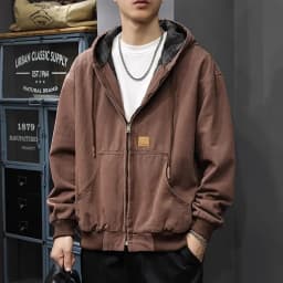 American Retro Hooded Work Jacket in Autumn and Winter New Loose Plaid Trendy Brand Inner Casual Jacket Trendy