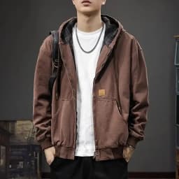 American Retro Hooded Work Jacket in Autumn and Winter New Loose Plaid Trendy Brand Inner Casual Jacket Trendy