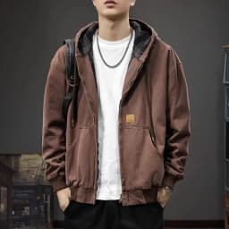 American Retro Hooded Work Jacket in Autumn and Winter New Loose Plaid Trendy Brand Inner Casual Jacket Trendy