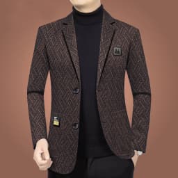Blazer Men's Fashionable Business Banquet Dance Singer Striped Fitted Casual Trendy Wedding Banquet Dress Performance Blazer