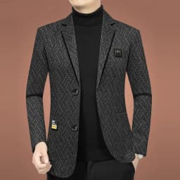 Blazer Men's Fashionable Business Banquet Dance Singer Striped Fitted Casual Trendy Wedding Banquet Dress Performance Blazer