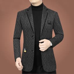 Blazer Men's Fashionable Business Banquet Dance Singer Striped Fitted Casual Trendy Wedding Banquet Dress Performance Blazer