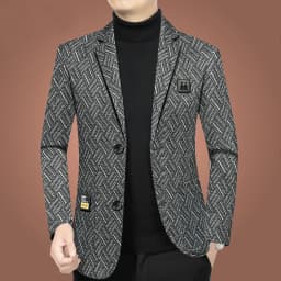Blazer Men's Fashionable Business Banquet Dance Singer Striped Fitted Casual Trendy Wedding Banquet Dress Performance Blazer