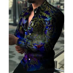 3D Print Animal Tiger Graphic Shirts Casual Long Sleeve Oversized Button Down Shirts For Men Fashion Designer Comfortable Blouse