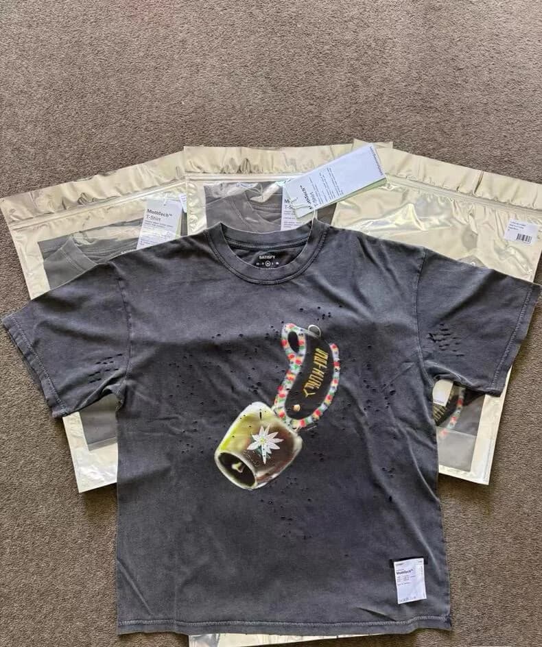 Satisfy MothTech Old Ripped Breathable Printed Casual Sports Running Short Sleeve T-Shirt