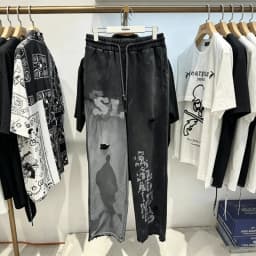 Graffiti Solied SSSAINT LOUIS Hole Damaged Casual Sweatpants Men Women Washed Distressed Loose Straight Track Pants Trousers