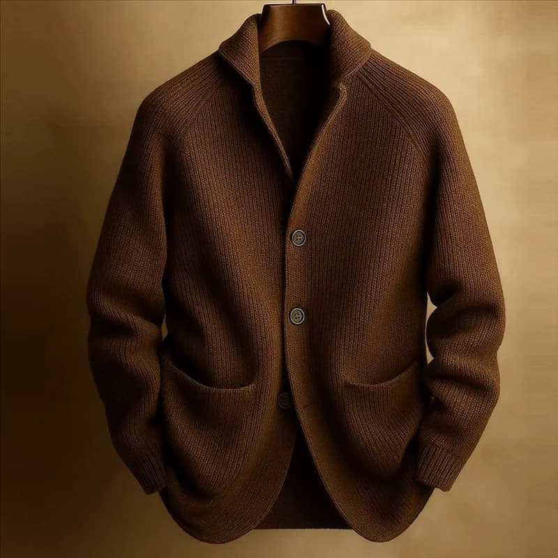 Spring Autumn Men Knitted Single Breasted Green Fruit Collar Cardigan Sweater Knitwear Solid Long Sleeve Casual Sweatercoat Men