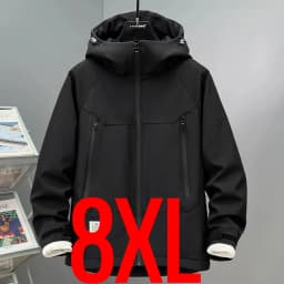 Extra Big Size 13XL Men's Autumn Jacket Hooded Zip Up Waterproof Windbreaker Coat Male Plus Large Fleece Fishing 4xl 5xl 6xl 7xl