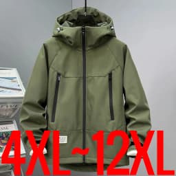 Extra Big Size 13XL Men's Autumn Jacket Hooded Zip Up Waterproof Windbreaker Coat Male Plus Large Fleece Fishing 4xl 5xl 6xl 7xl
