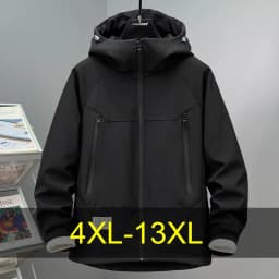 Extra Big Size 13XL Men's Autumn Jacket Hooded Zip Up Waterproof Windbreaker Coat Male Plus Large Fleece Fishing 4xl 5xl 6xl 7xl