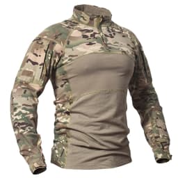 Men Tactical Combat Shirt Stretch Multicam Airsoft Paintball Hunting Clothing Cotton 1/4 Zipper Shirts Long Sleeve Camo T Shirt
