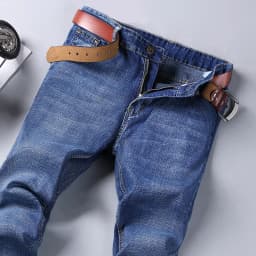 2-piece Set 2025 New WhinLEE Black and Blue Business Elite Jeans Micro Elastic Straightleg Multicraft High-quality Denim Pants