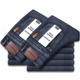2-piece Set 2025 New WhinLEE Black and Blue Business Elite Jeans Micro Elastic Straightleg Multicraft High-quality Denim Pants