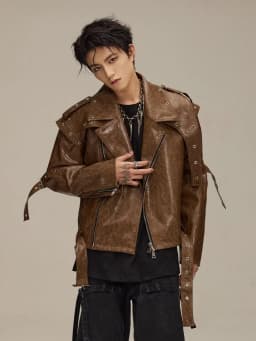 Mauroicardi Spring Autumn Cool Short Shiny Pu Leather Moto & Biker Jacket Men Belt Luxury Designer American Vintage Clothes 2025