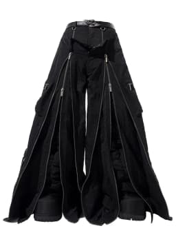 Mauroicardi Spring Autumn Cool Black Baggy Wide Leg Techwear Pants for Mens with Many Zippers Luxury Designer Clothes Streetwear