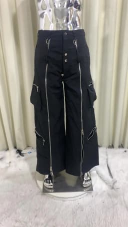 Mauroicardi Spring Autumn Cool Black Baggy Wide Leg Techwear Pants for Mens with Many Zippers Luxury Designer Clothes Streetwear