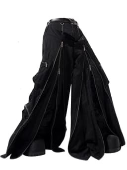 Mauroicardi Spring Autumn Cool Black Baggy Wide Leg Techwear Pants for Mens with Many Zippers Luxury Designer Clothes Streetwear