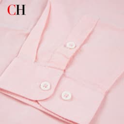 CH Mens Button Down Collar Tiny Letter Chest Embroidery Long Sleeve Oxford Shirt Office Daily Smart Top
