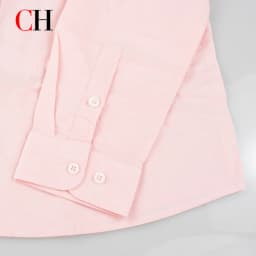 CH Mens Button Down Collar Tiny Letter Chest Embroidery Long Sleeve Oxford Shirt Office Daily Smart Top