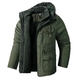 Pop Winter Fleece Parkas Men Warm Windproof Jackets Thick Hooded Parka Coat Mens Fur Linner Outerwear Casual Cotton Padded Jacke