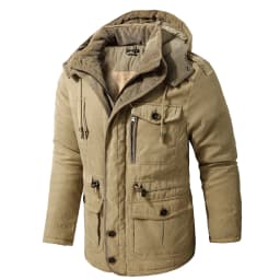 Pop Winter Fleece Parkas Men Warm Windproof Jackets Thick Hooded Parka Coat Mens Fur Linner Outerwear Casual Cotton Padded Jacke