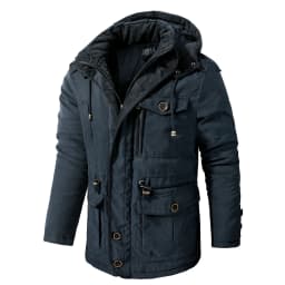 Pop Winter Fleece Parkas Men Warm Windproof Jackets Thick Hooded Parka Coat Mens Fur Linner Outerwear Casual Cotton Padded Jacke