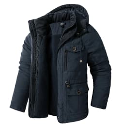 Pop Winter Fleece Parkas Men Warm Windproof Jackets Thick Hooded Parka Coat Mens Fur Linner Outerwear Casual Cotton Padded Jacke