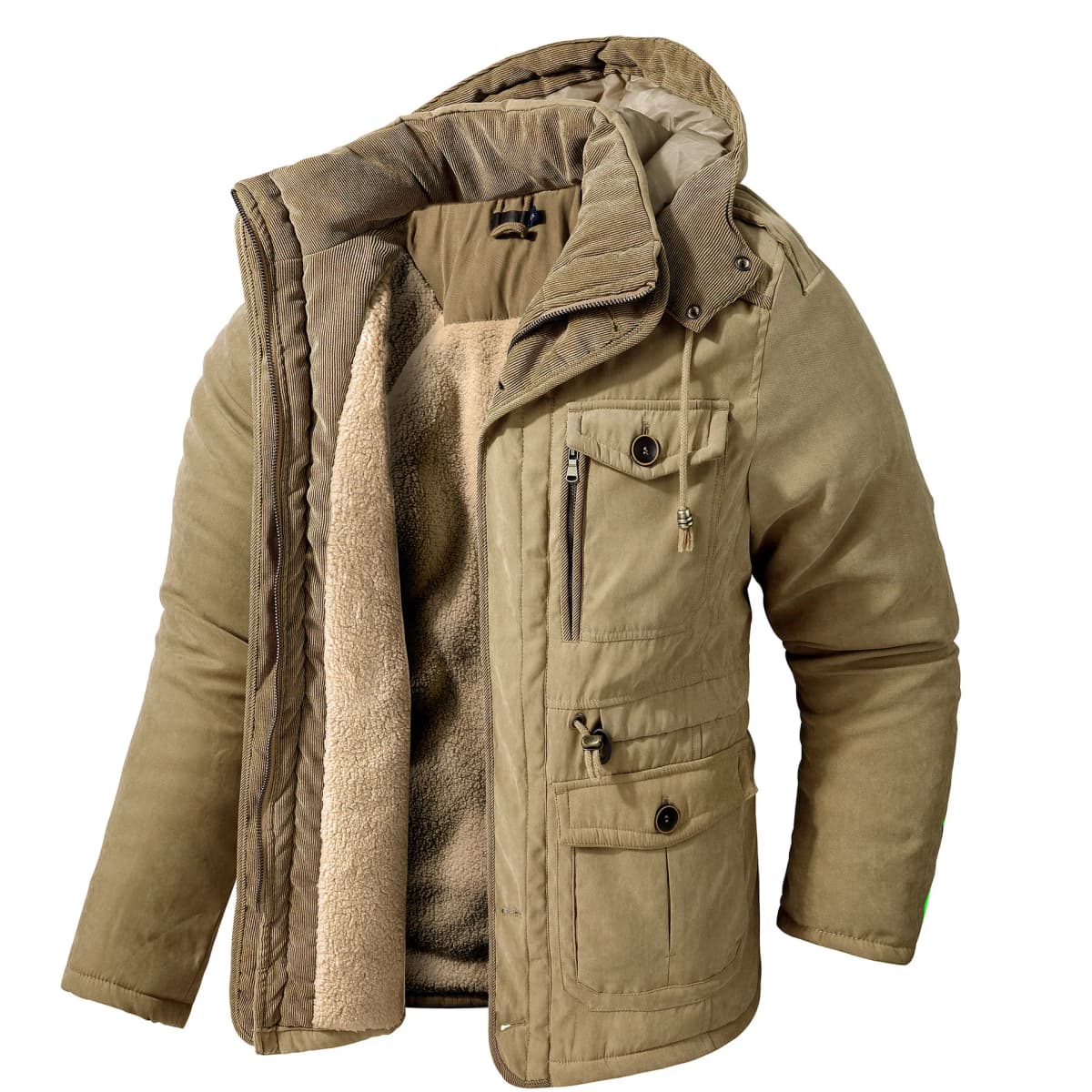 Pop Winter Fleece Parkas Men Warm Windproof Jackets Thick Hooded Parka Coat Mens Fur Linner Outerwear Casual Cotton Padded Jacke
