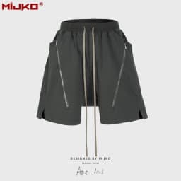MIJKO Black Dark Grey Shorts Men Hip Hop Shorts Double Zipper Streetwear Fashion Short Pants 8327