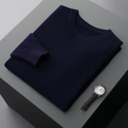 MVLYFLRT 100% Pure Merino Wool Sweater Men's Round Neck Pullover Tops Autumn Winter Thin Solid Color Sweater Versatile Basic
