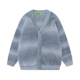 Hip Hop Striped Plush Thickened Men's Cardigan V-neck Fashionable Casual Loose Sweater Couple Streetwear Loose Knit