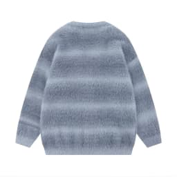 Hip Hop Striped Plush Thickened Men's Cardigan V-neck Fashionable Casual Loose Sweater Couple Streetwear Loose Knit