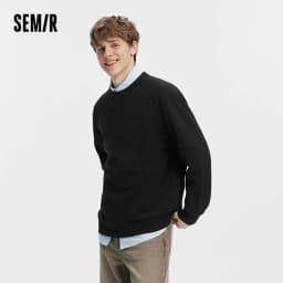Semir Men Sweatshirt Solid Basic Crew Neck Slight Loose Knit Pullover Everyday Casual Style Autumn Top Daily Wear 2026
