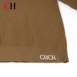 CH Men Crew Neck Long Sleeve Sweater Standout White Letter Embroidery Bottom Hem Regular Fit Minimalist Fall Office Daily Wear
