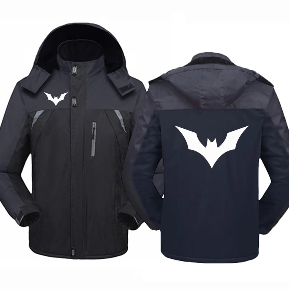 Bat pattern Men's thick windproof coat for warmth and protection against cold suitable for extremely cold weather jacket hoodies