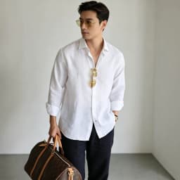 Men's Italian 100% Linen Long-Sleeve Shirt Jacket Summer Daily Commute Old Money Style Loose Fit UV Protection
