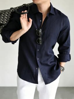 Men's Italian 100% Linen Long-Sleeve Shirt Jacket Summer Daily Commute Old Money Style Loose Fit UV Protection