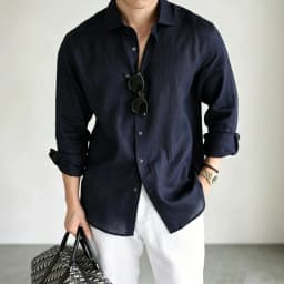 Men's Italian 100% Linen Long-Sleeve Shirt Jacket Summer Daily Commute Old Money Style Loose Fit UV Protection