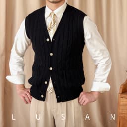 Vintage Japanese Style Casual Autumn and Winter Wool Jacquard Sleeveless Knitted Cardigan Vest British Small-Capital Vest